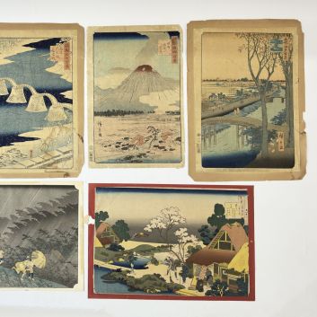 Lot of six prints: KATSUSHIKA Hokusai and UTAGAWA Hiroshige