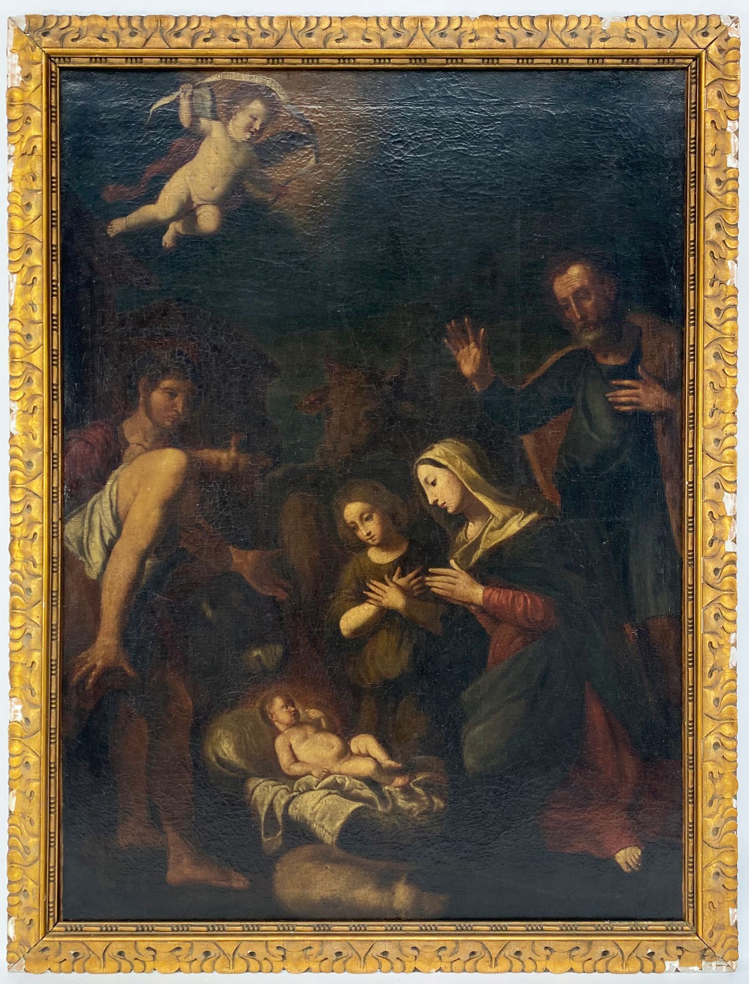 Oil on canvas depicting the Nativity