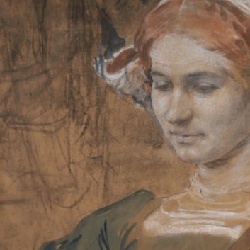 Edgar MAXENCE (1871 - 1954), study in black stone and chalk