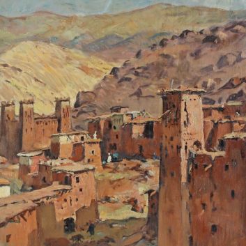 Henri PONTOY (1888-1968), The Telouet kasbah in the Ounila valley, Oil on canvas