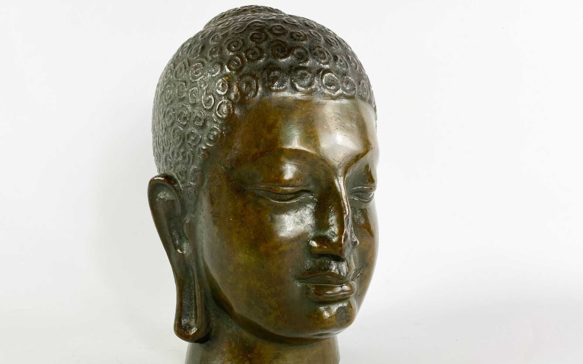 Chinese bronze statue, Buddha head