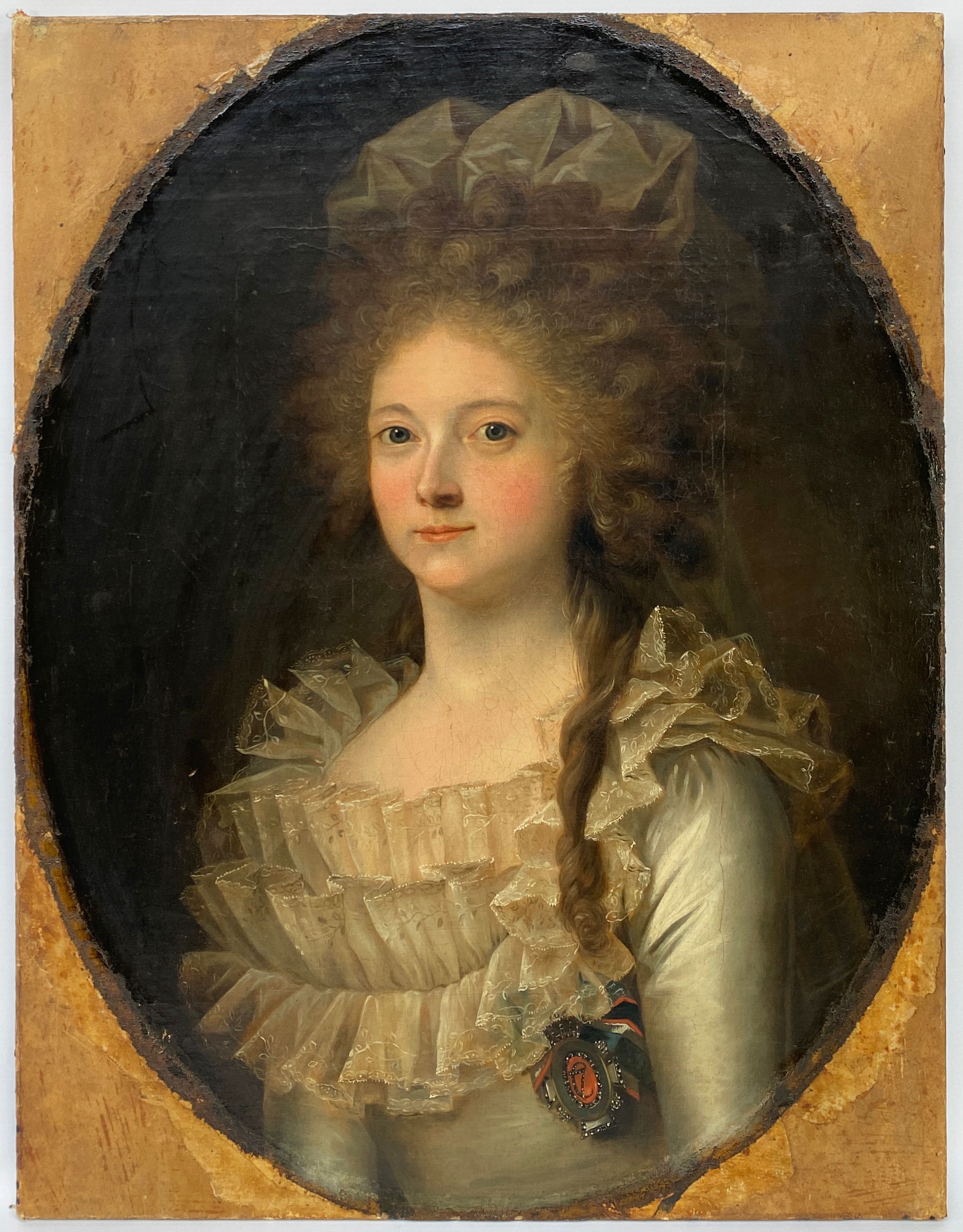 Oil on canvas, antique painting of a noblewoman