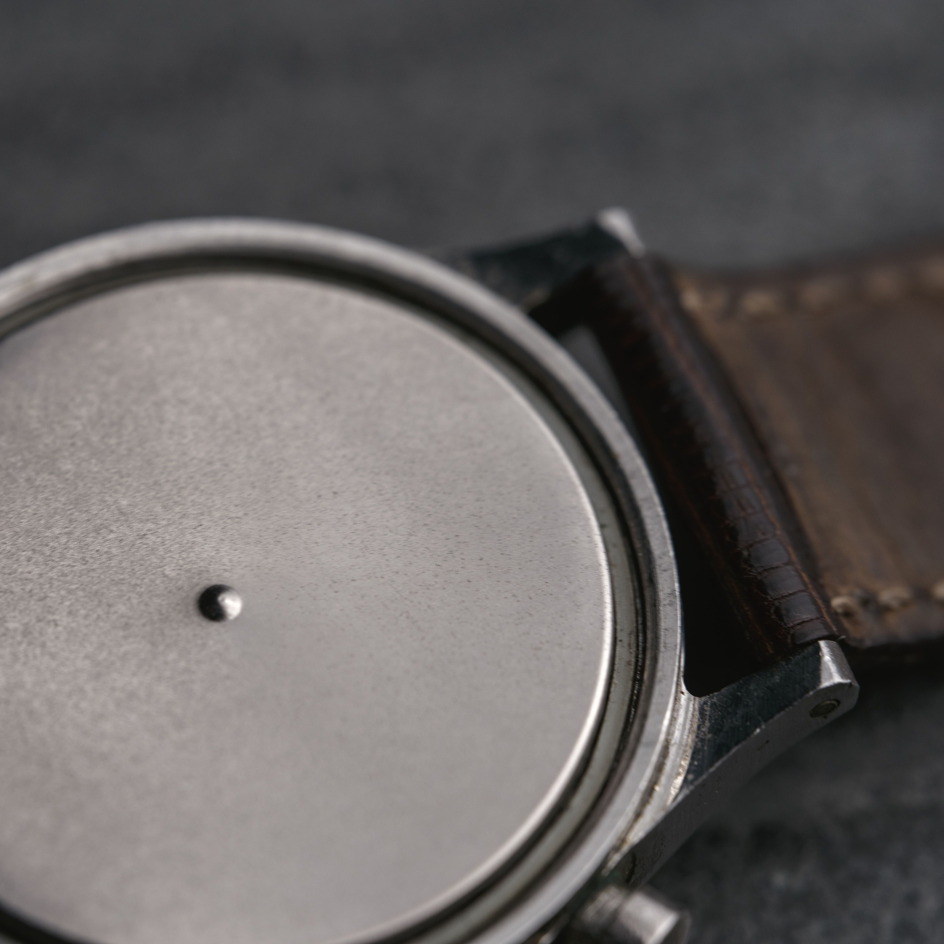 Back of a Movado chronograph watch