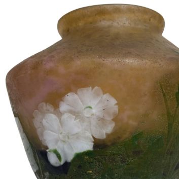 DAUM - NANCY, Vase with shouldered ovoid body and small tubular neck