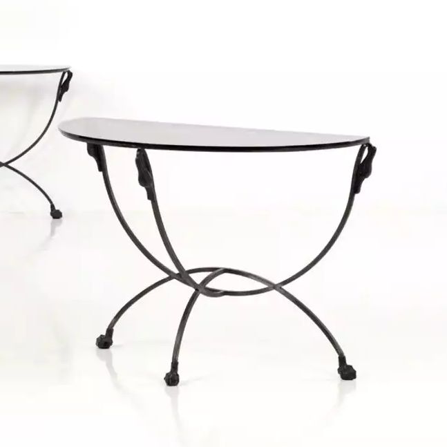 Marcel, Coard, wrought-iron console featuring swan neck