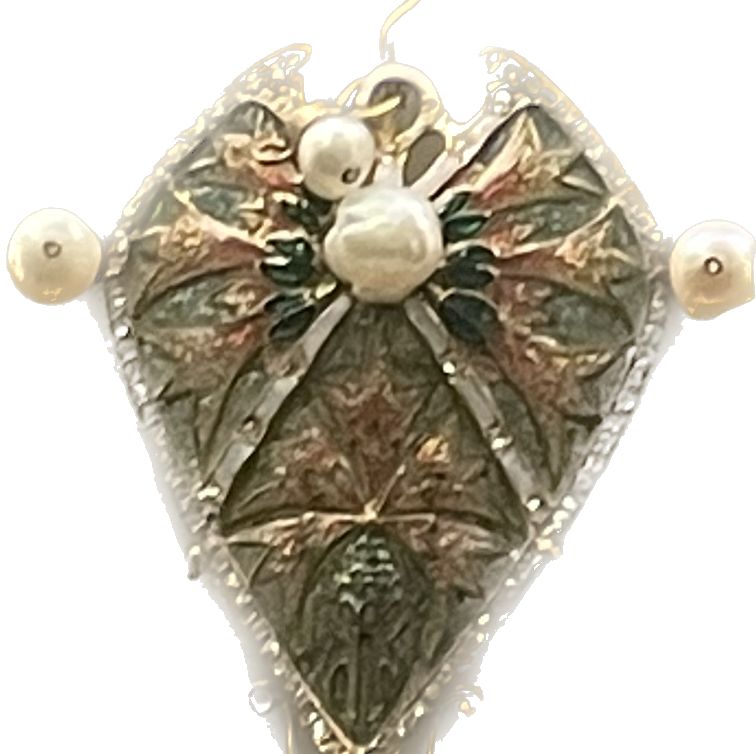 Art Nouveau brooch in yellow gold and precious stones