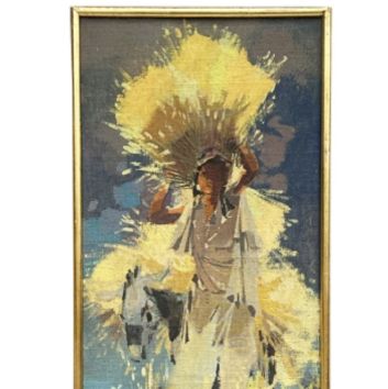 Jean-Gaston MANTEL (1914 -1995), Paysannes orientales à la moisson, Oil on canvas mounted on isorel