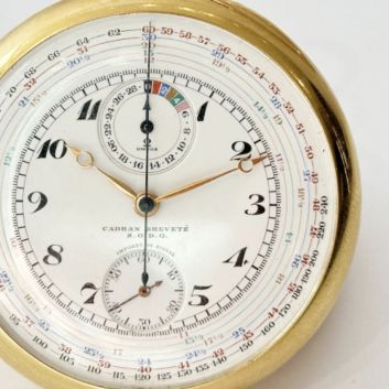 OMEGA CHRONOGRAPH Pocket chronograph watch in 18K (750 thousandths) yellow gold