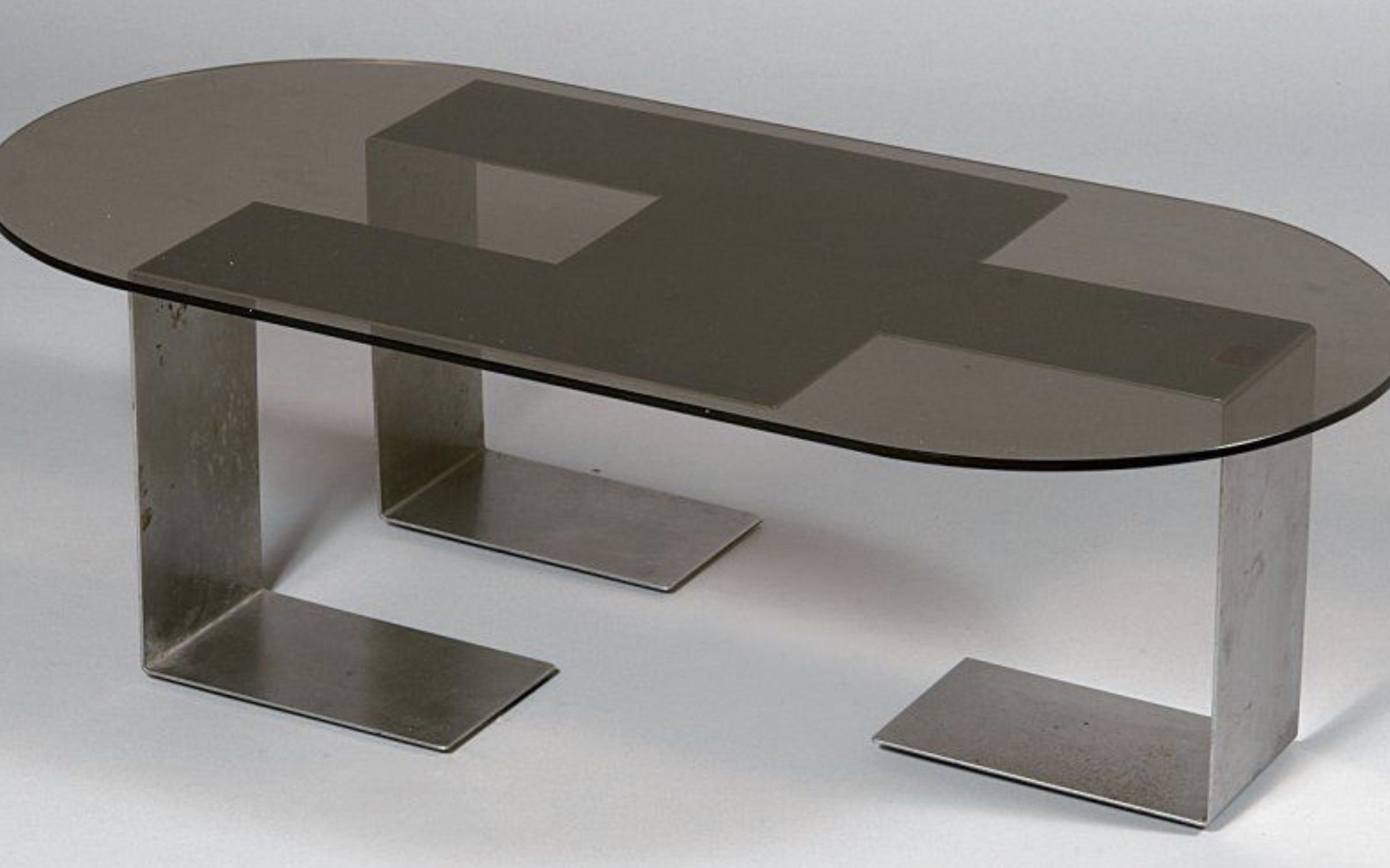 François Monnet, glass and steel coffee table