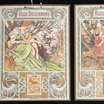 Advertising object. MUCHA Alphonse. Bleu Deschamps.