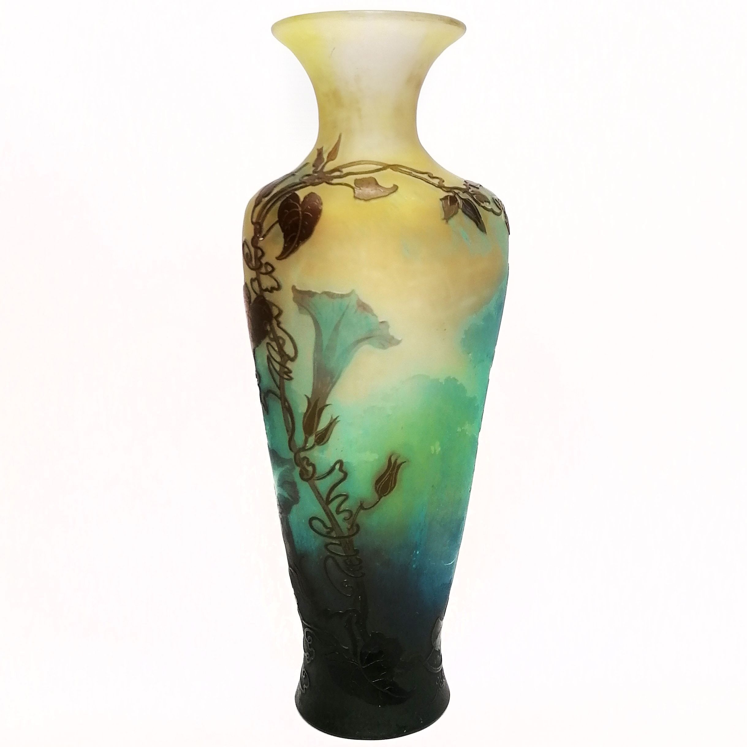 Gallé, acid-decorated pâte de verre vase