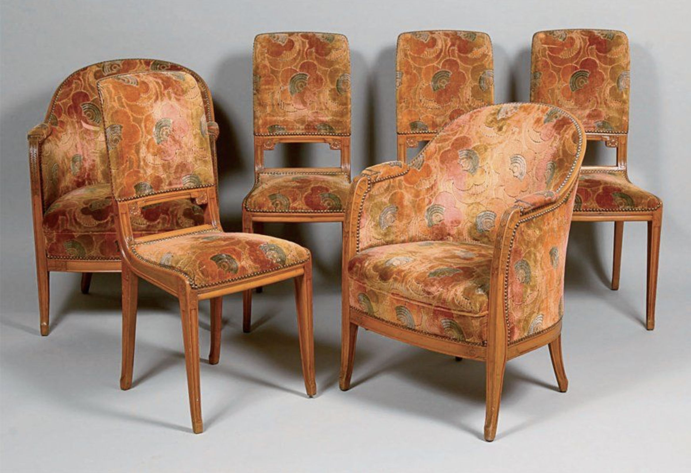 Léon Jallot, suite of armchairs and bergère chairs