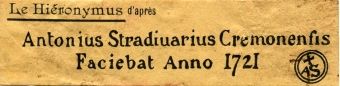 Stradivarius violin label