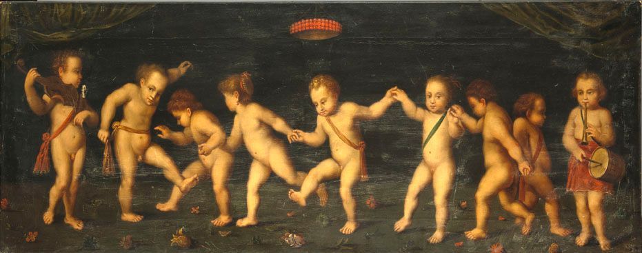 Oil on canvas depicting cupids or loves