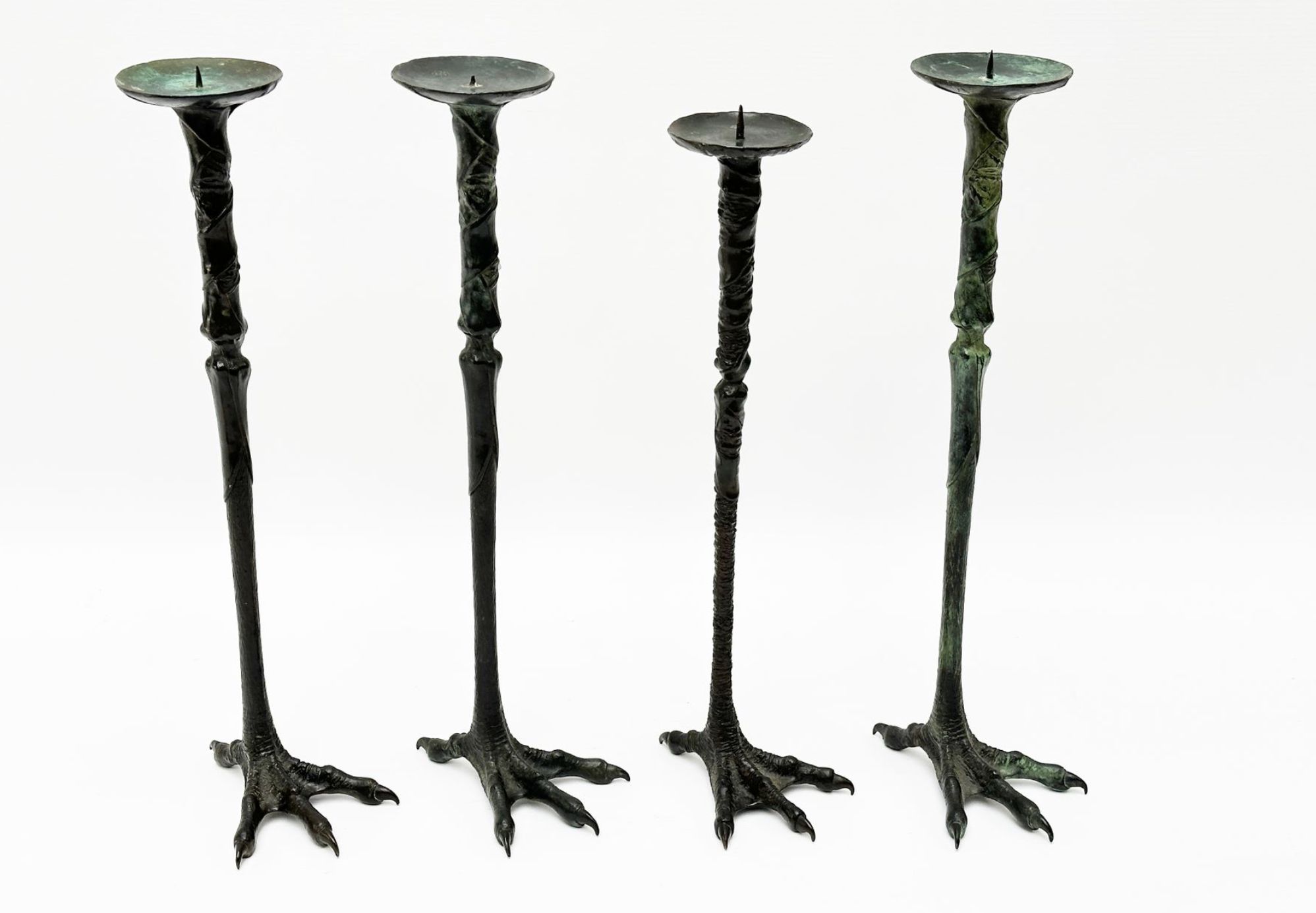 Bahman Dadkhah, patinated bronze candlesticks