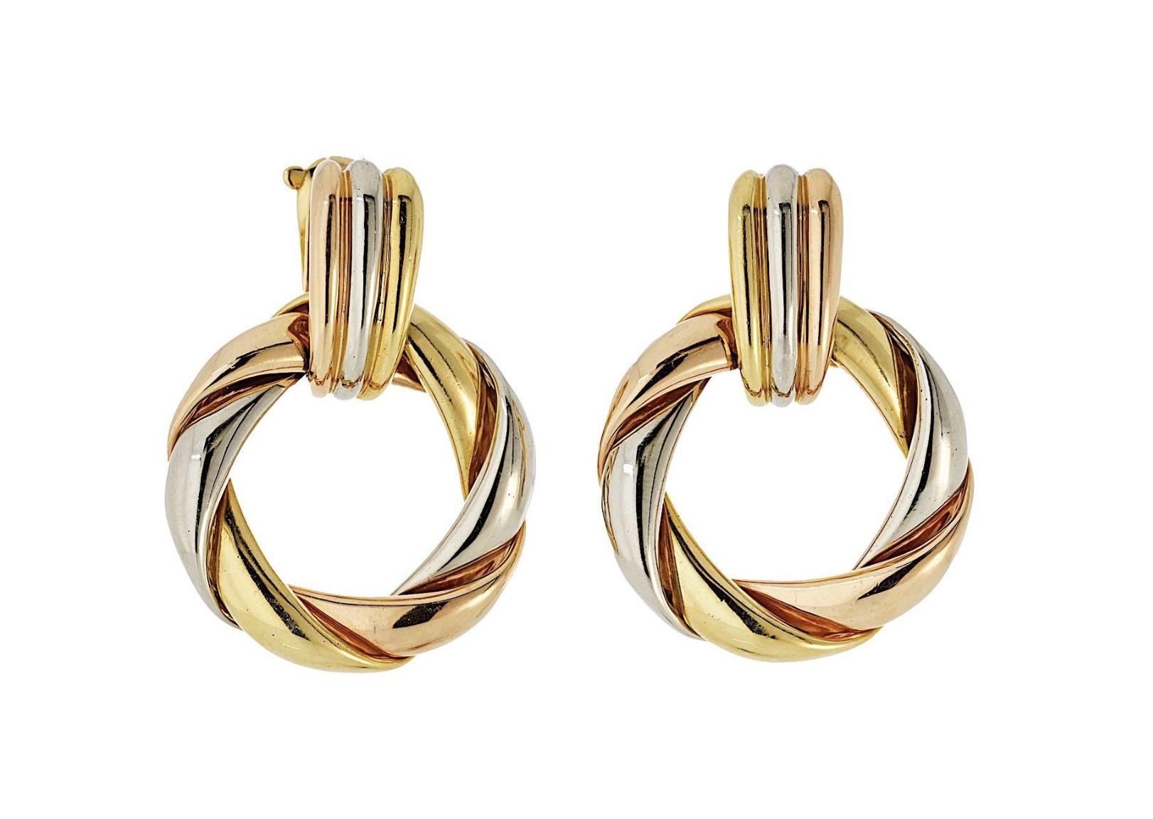 Cartier, boucles d'oreilles Trinity en or jaune, rose et blanc
