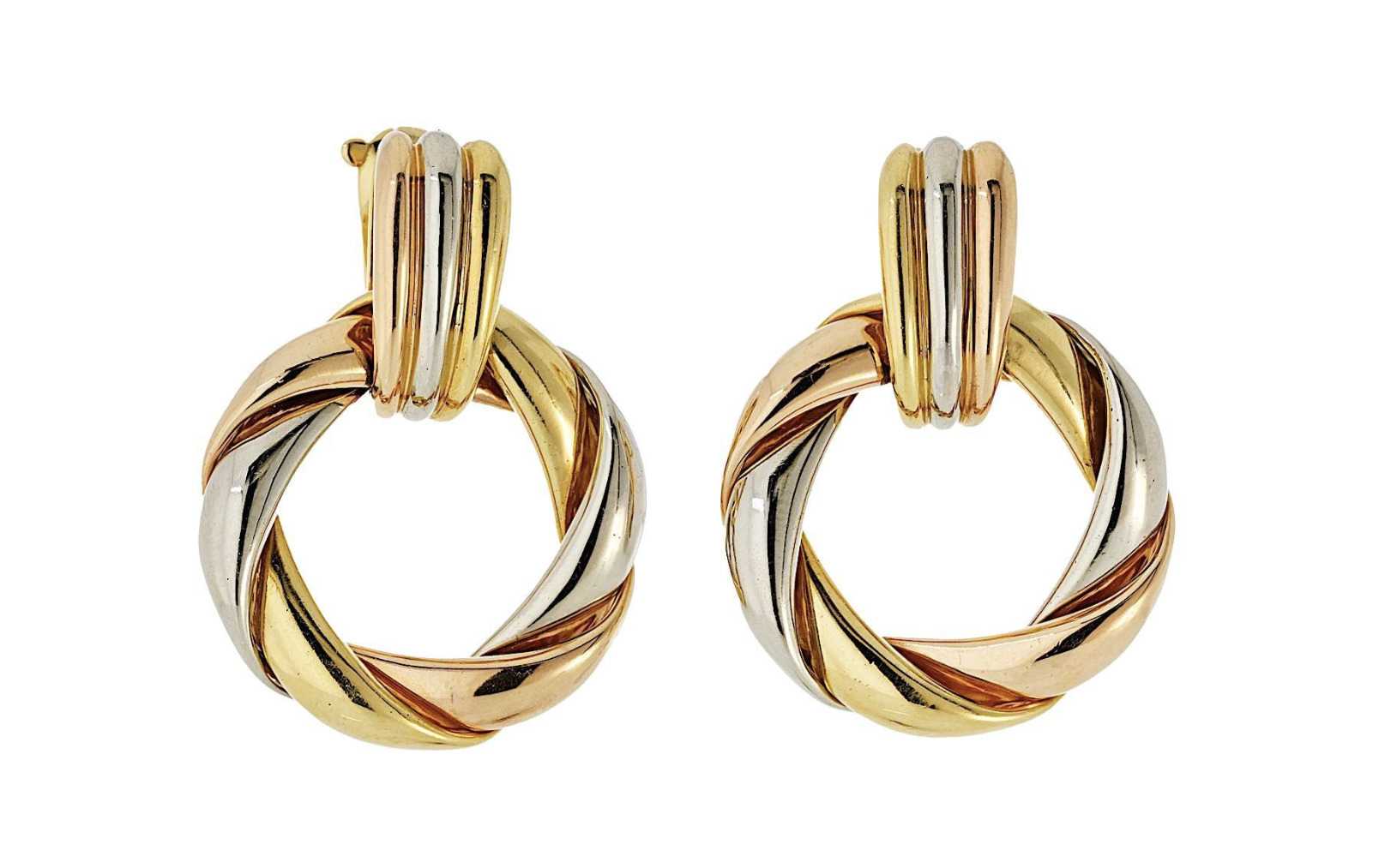 Cartier, boucles d'oreilles Trinity en or jaune, rose et blanc