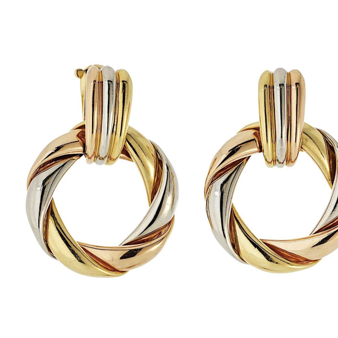 Cartier, boucles d'oreilles Trinity en or jaune, rose et blanc