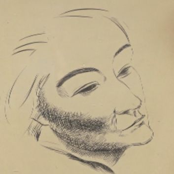 Moïse KISLING (1891-1953) Portrait of a woman turning around Ink drawing