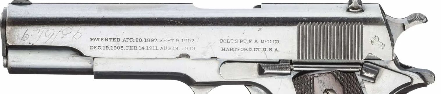 Inscriptions visible on a Colt M1911