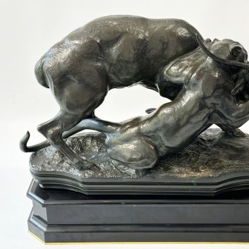 After Antoine-Louis BARYE (1795-1875), Panther seizing a deer