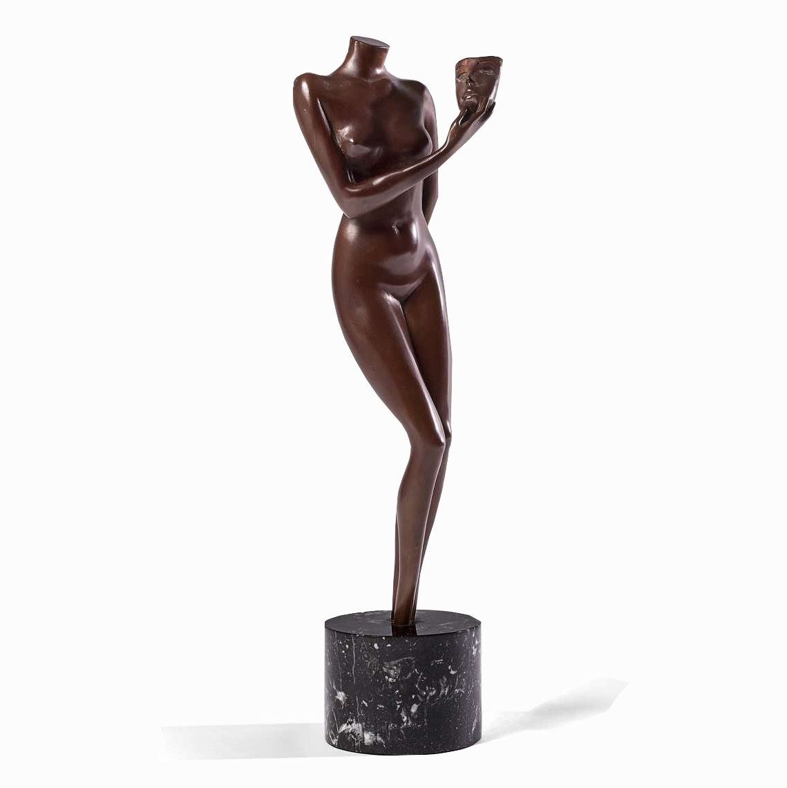 Dali, surrealist brown patina bronze