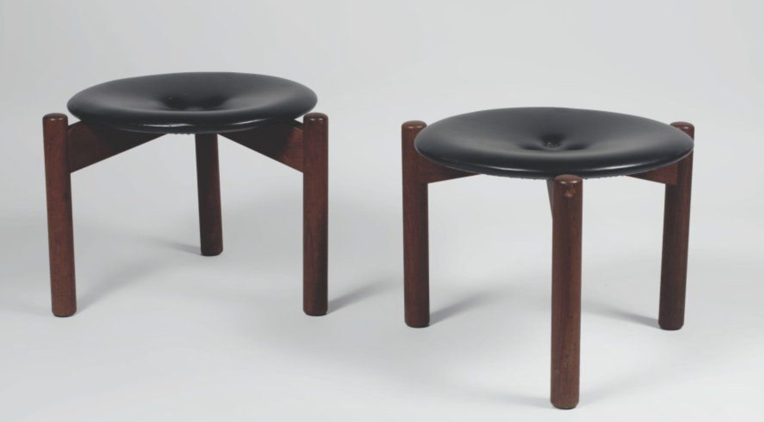 Finn Juhl, wood and leather stools