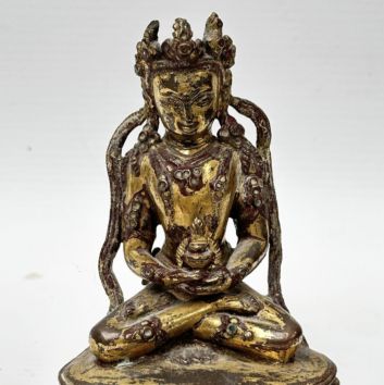 TIBET, 17th/18th century. Bronze statuette, Amitayus wearing the five-flower crown