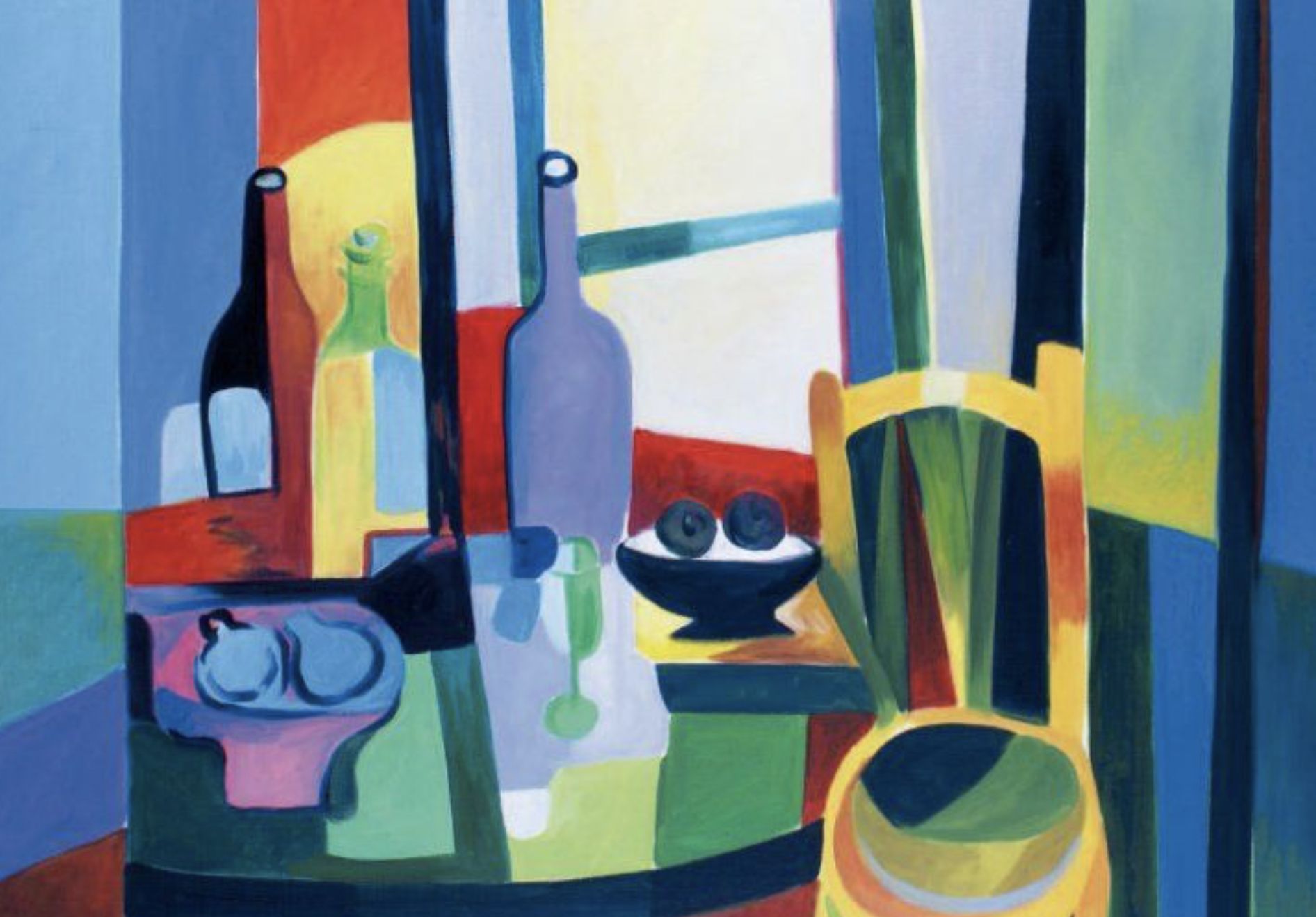 Marcel Mouly, La vie calme avec la chaise, oil on canvas