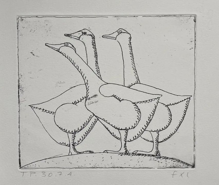 François-Xavier Lalanne, The geese, drawing