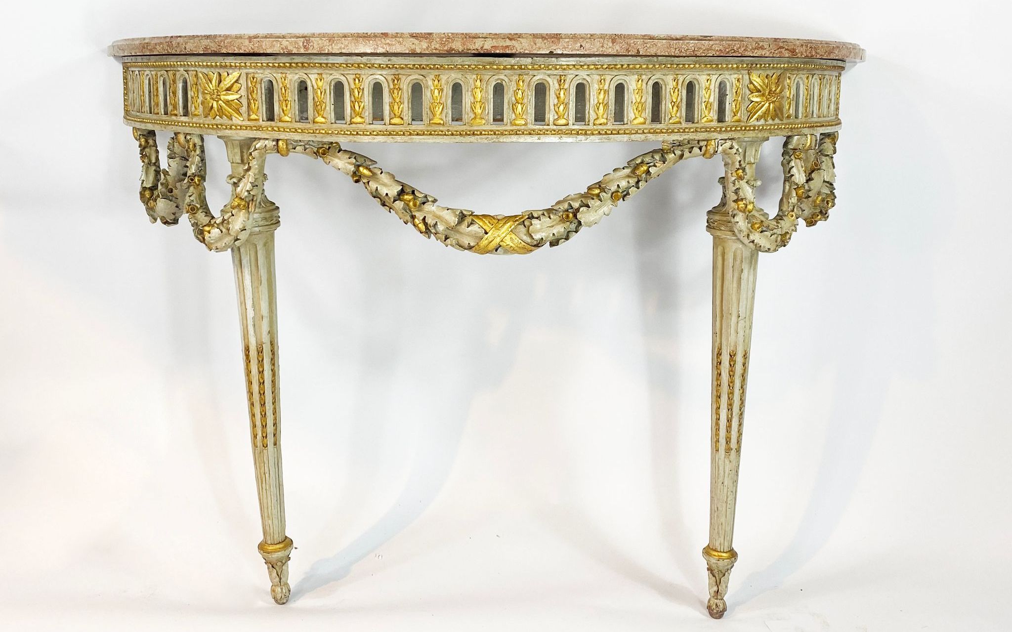 Gilded wood mirror and console, Louis XVI period