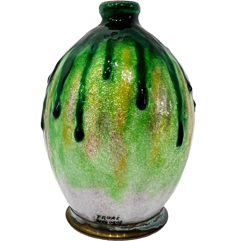 Camille Fauré vase, "coulures" enamel decoration