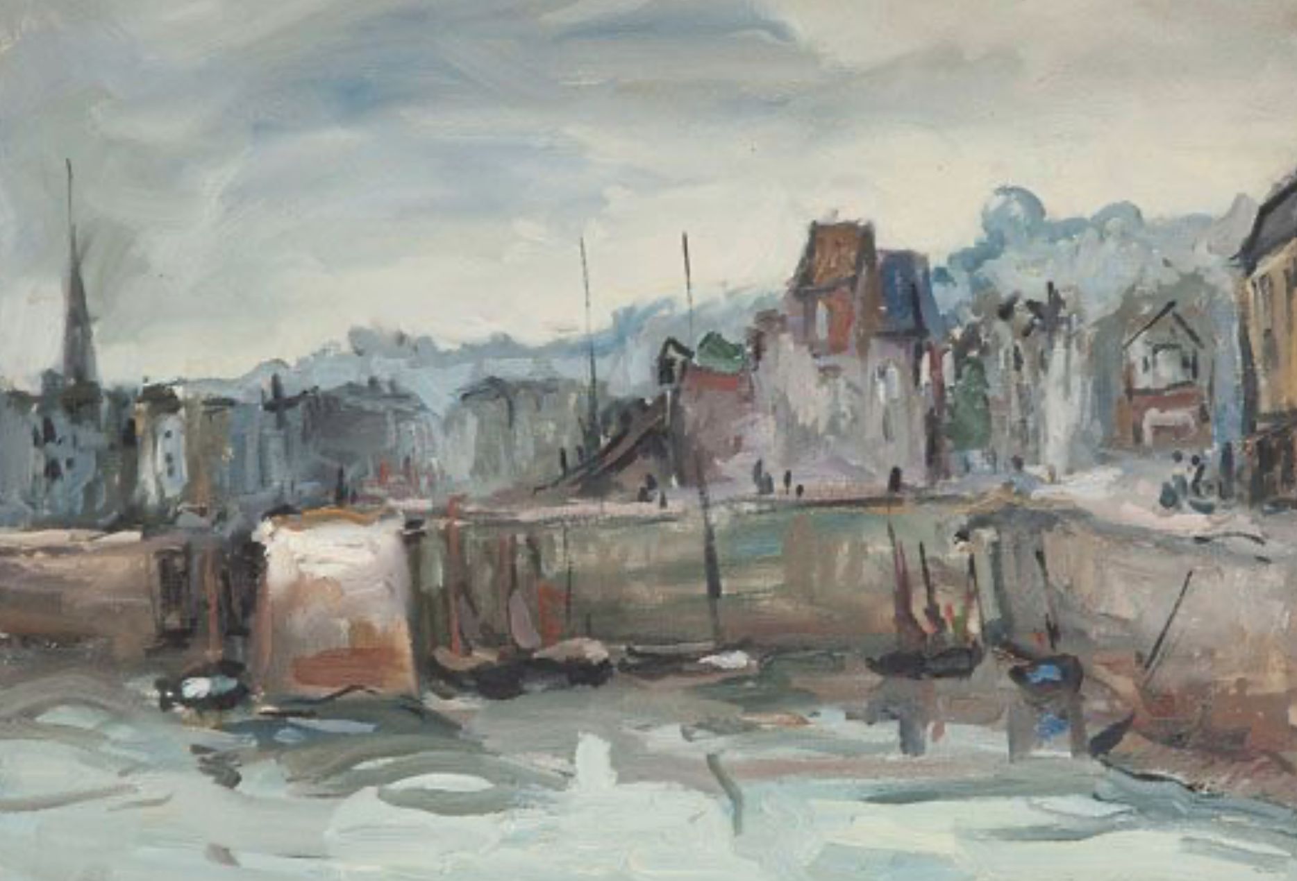 Gervais Leterreux, Port de Honfleur, oil on canvas