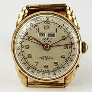 KODY Calendar wristwatch in 18K (750 thousandths) gold