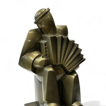 Jan (1896-1966) Joël (1896-1966) MARTEL L'accordéoniste Lakarmé à patine dorée