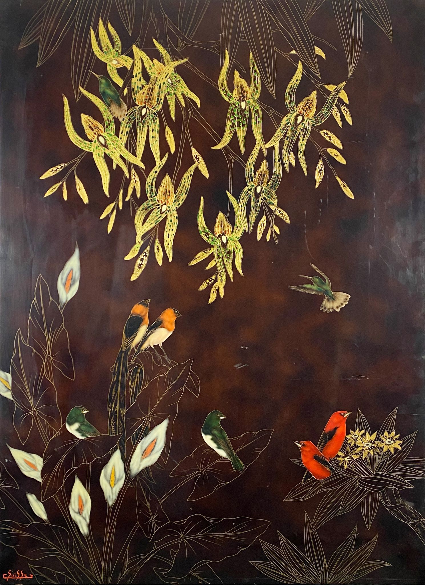 Gaston Suisse, wooden panel, lacquered with Chinese lacquer