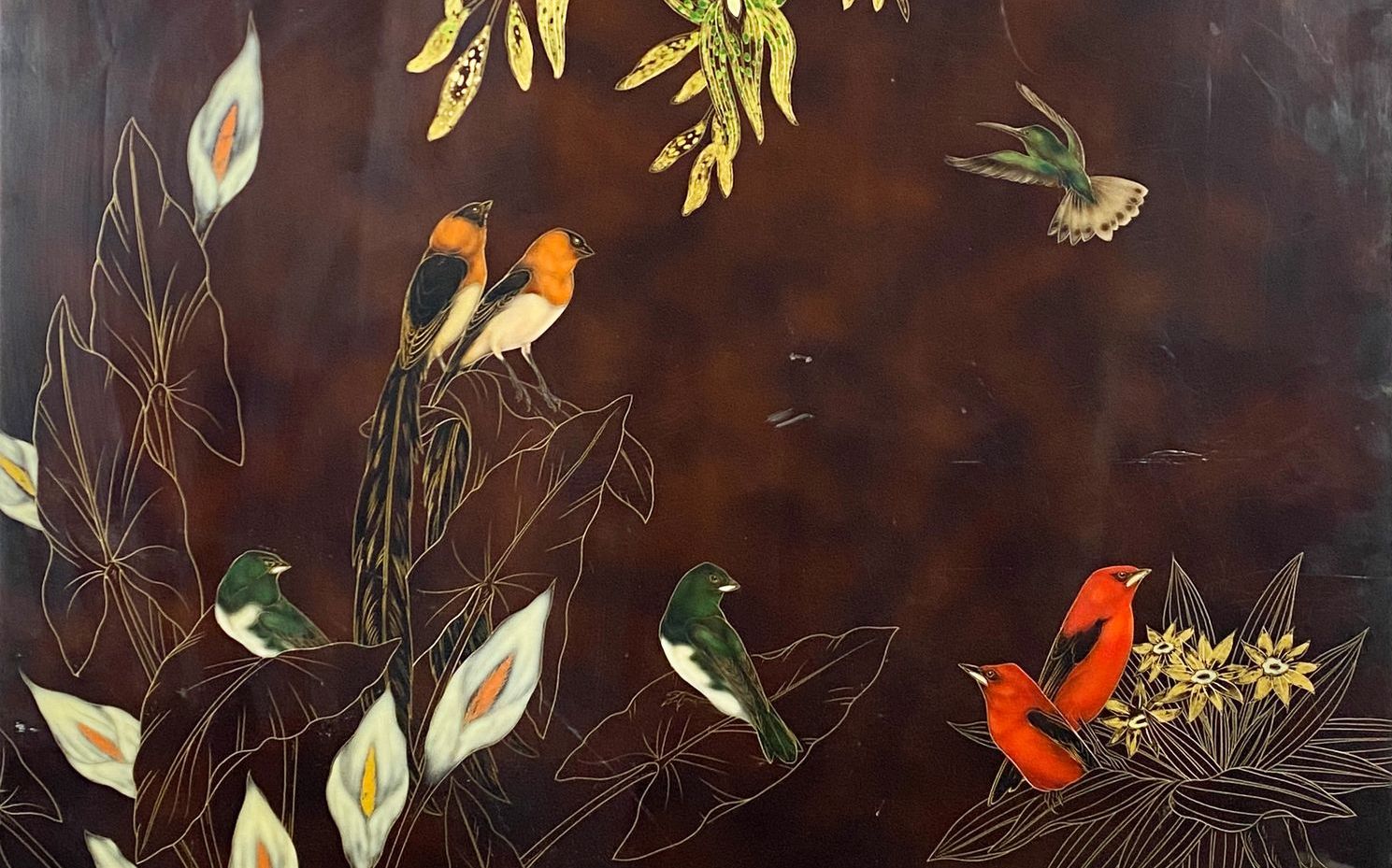 Gaston Suisse, wooden panel, lacquered with Chinese lacquer