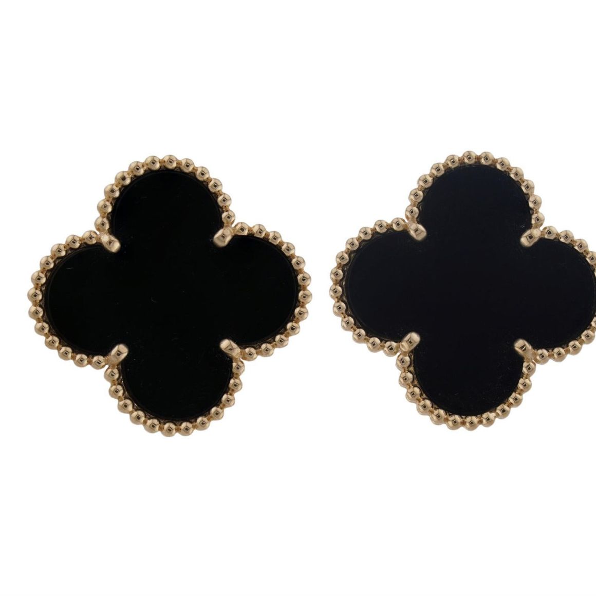 Van Cleef & Arpels, boucles d'oreilles Alhambra, onyx et or jaune 18k