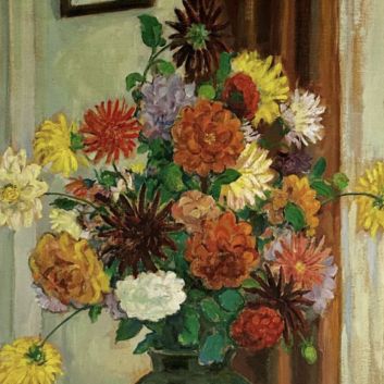 Macario VITALIS (1898-1989) Still life with a bouquet of flowers. Oil on canvas.