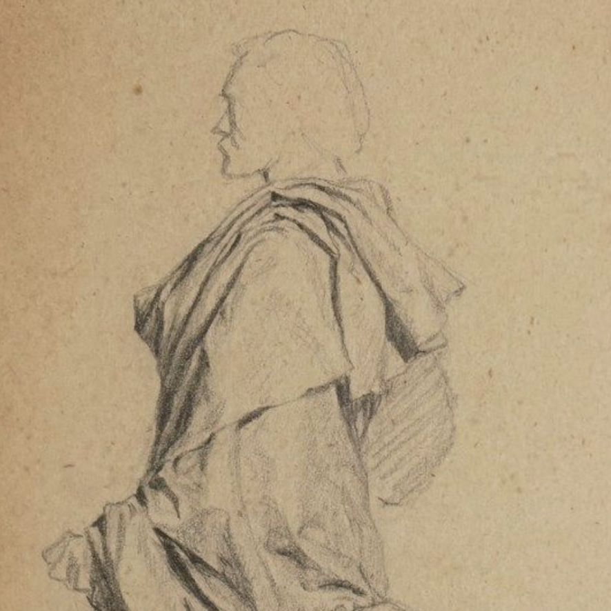 Ernest Meissonier, étude d'homme à l'épée, mine de plomb