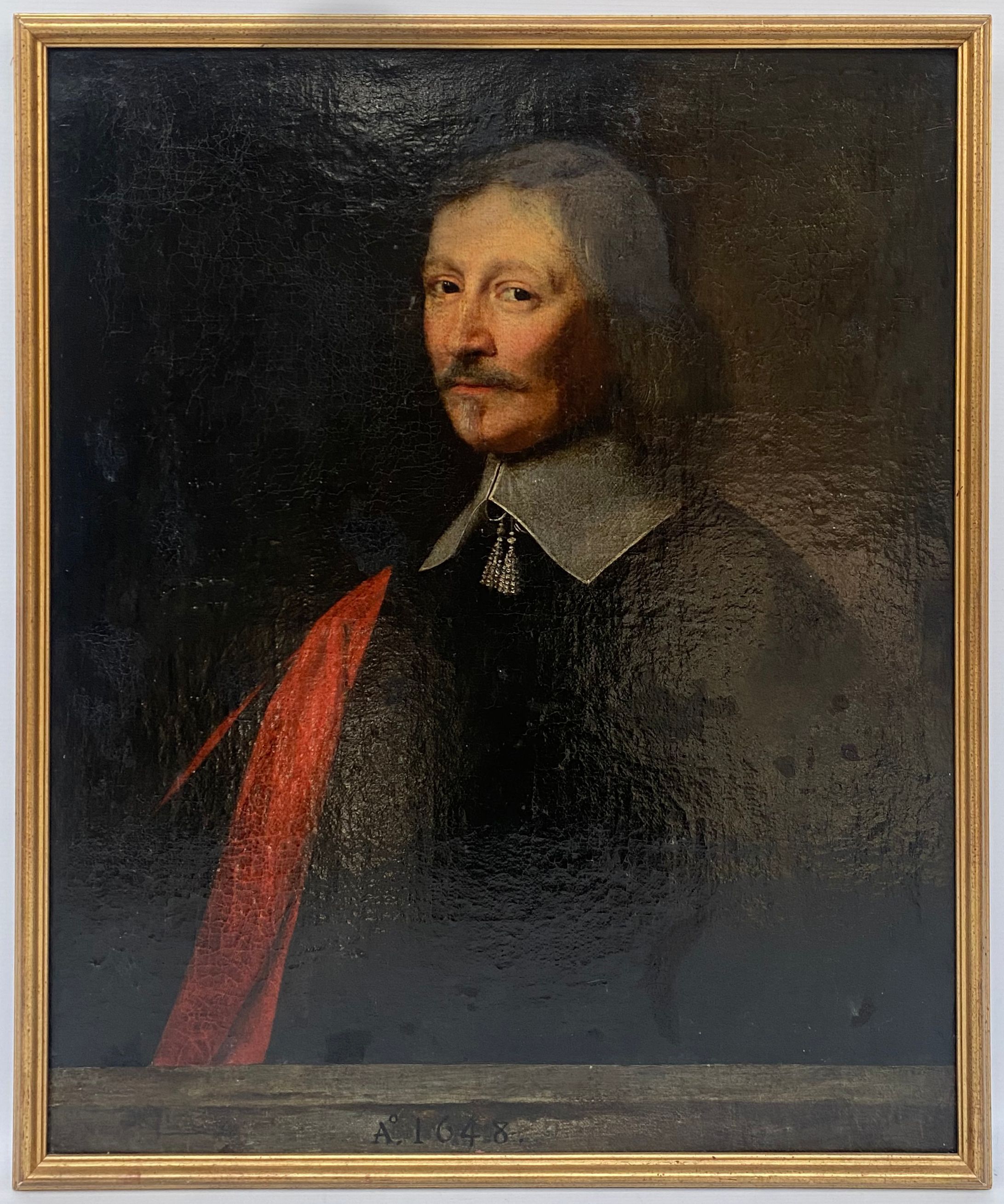Oil on canvas, antique painting of a nobleman
