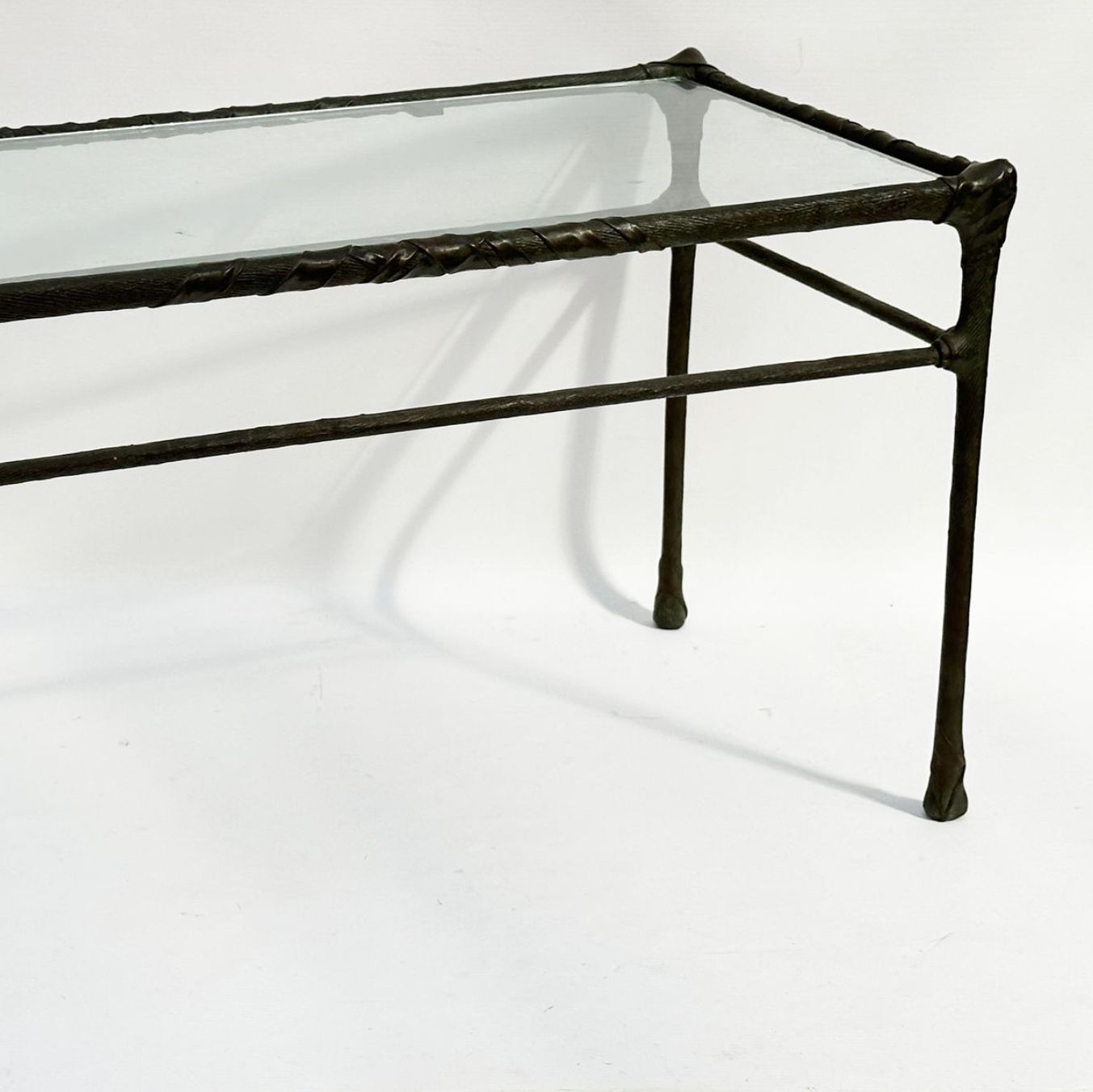 Bahman Dadkhah, large table in glass and patinated bronze