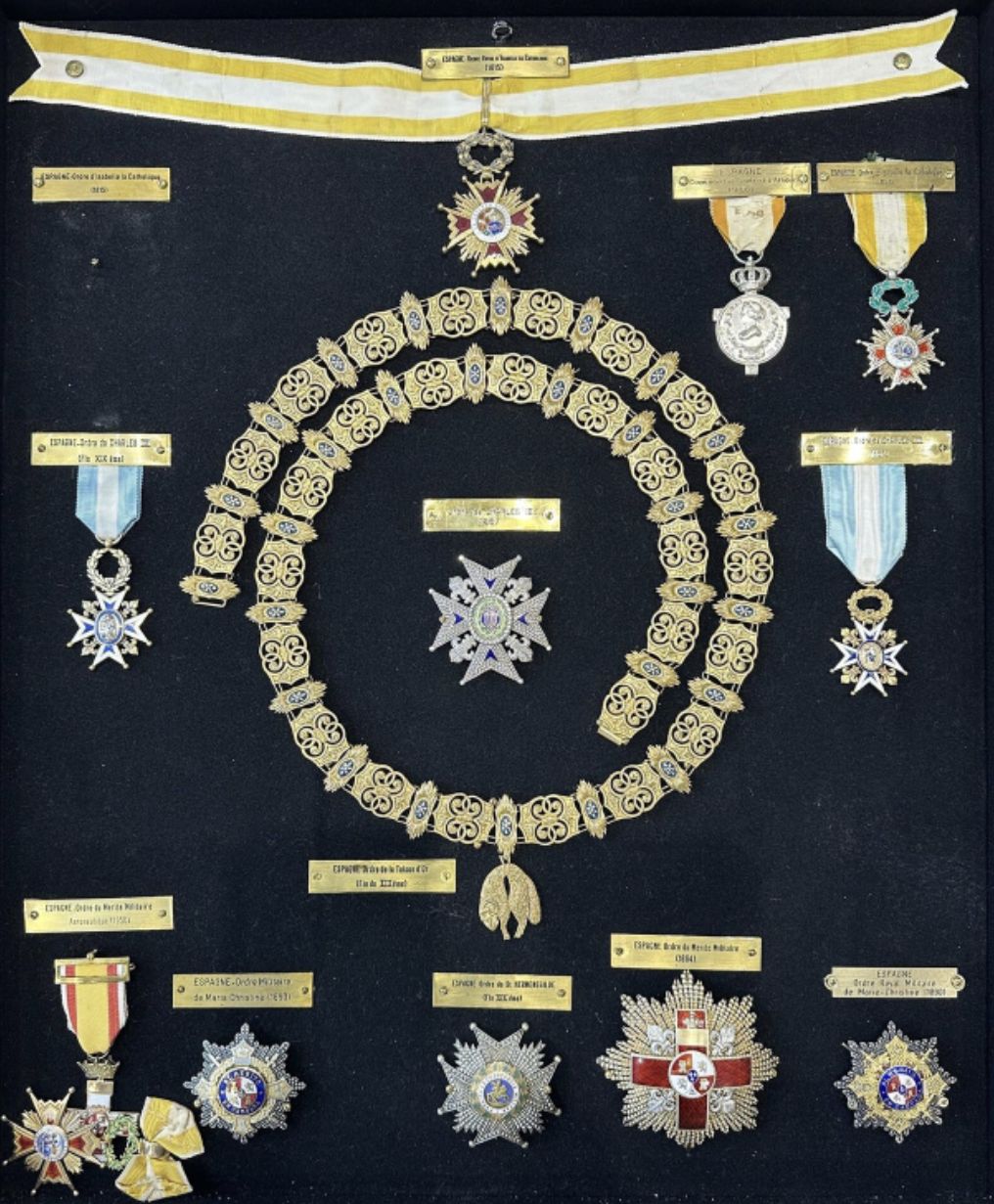 Spain, 13 decorations, including Isabella the Catholic and the Order of Charles III