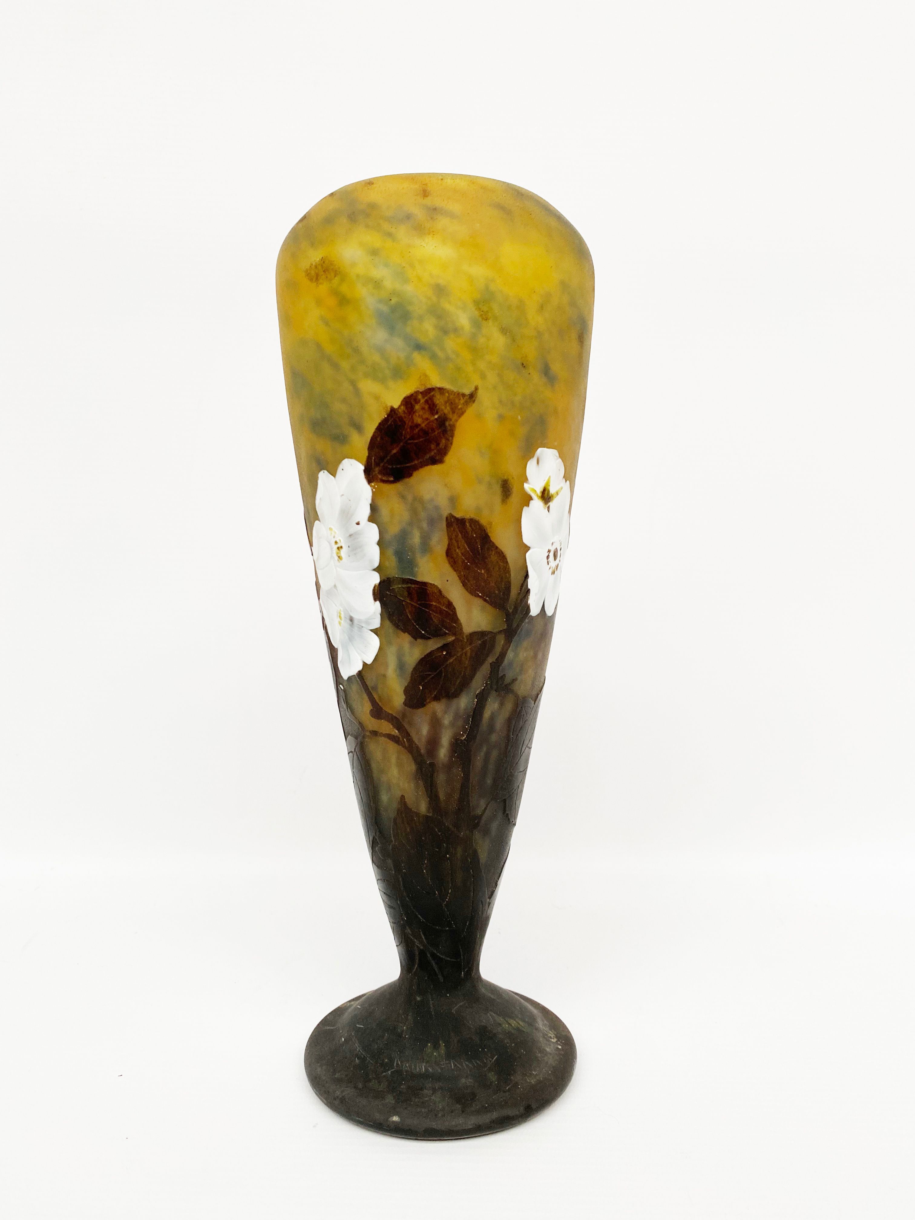 Daum, acid-decorated pâte de verre vase