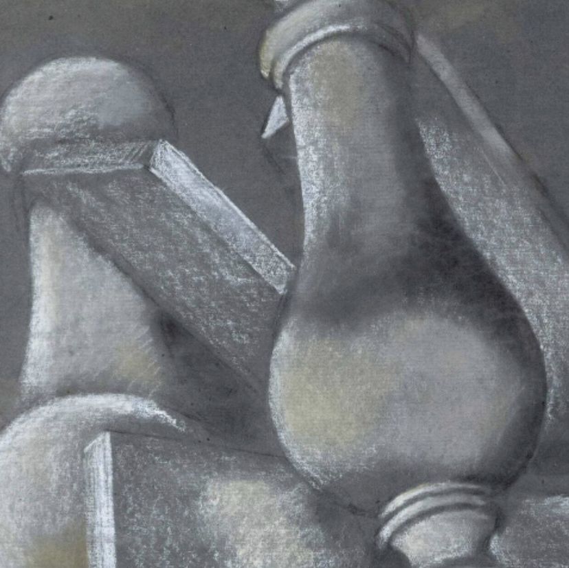 Dimitri Mikhailovich Krasnopevtsev, dessin à la chaux sur papier gris