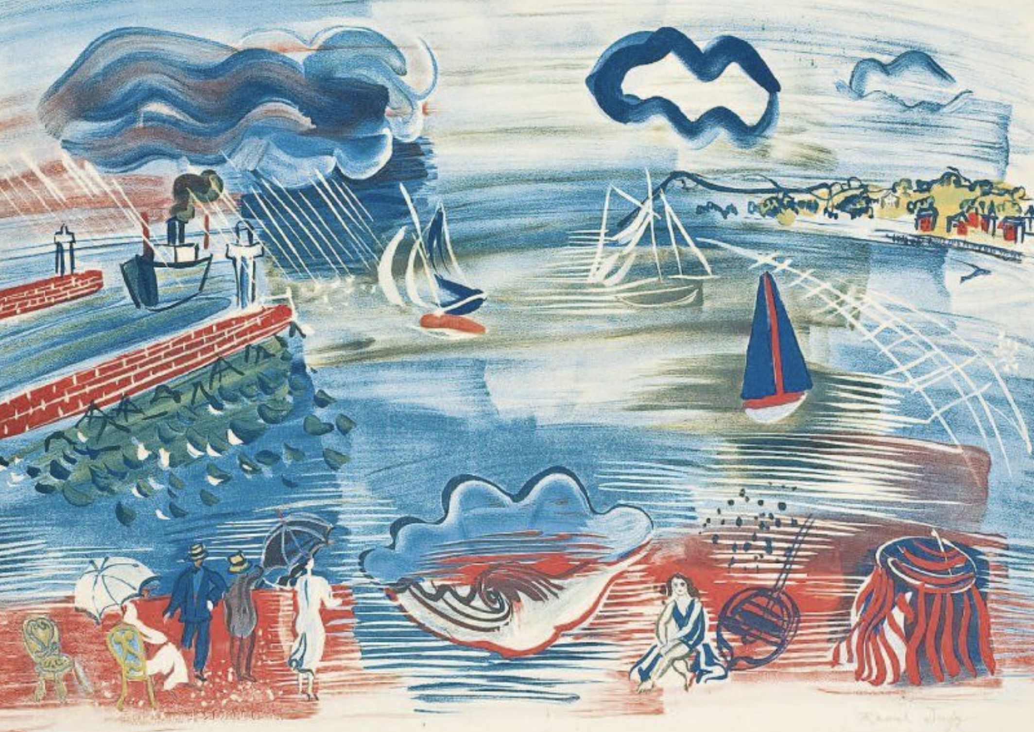 Raoul Dufy, lithograph depicting the port of Le Havre