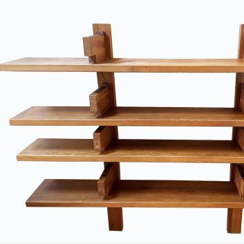 Pierre CHAPO (1927-1987) B17 shelves with 4 solid elm shelves