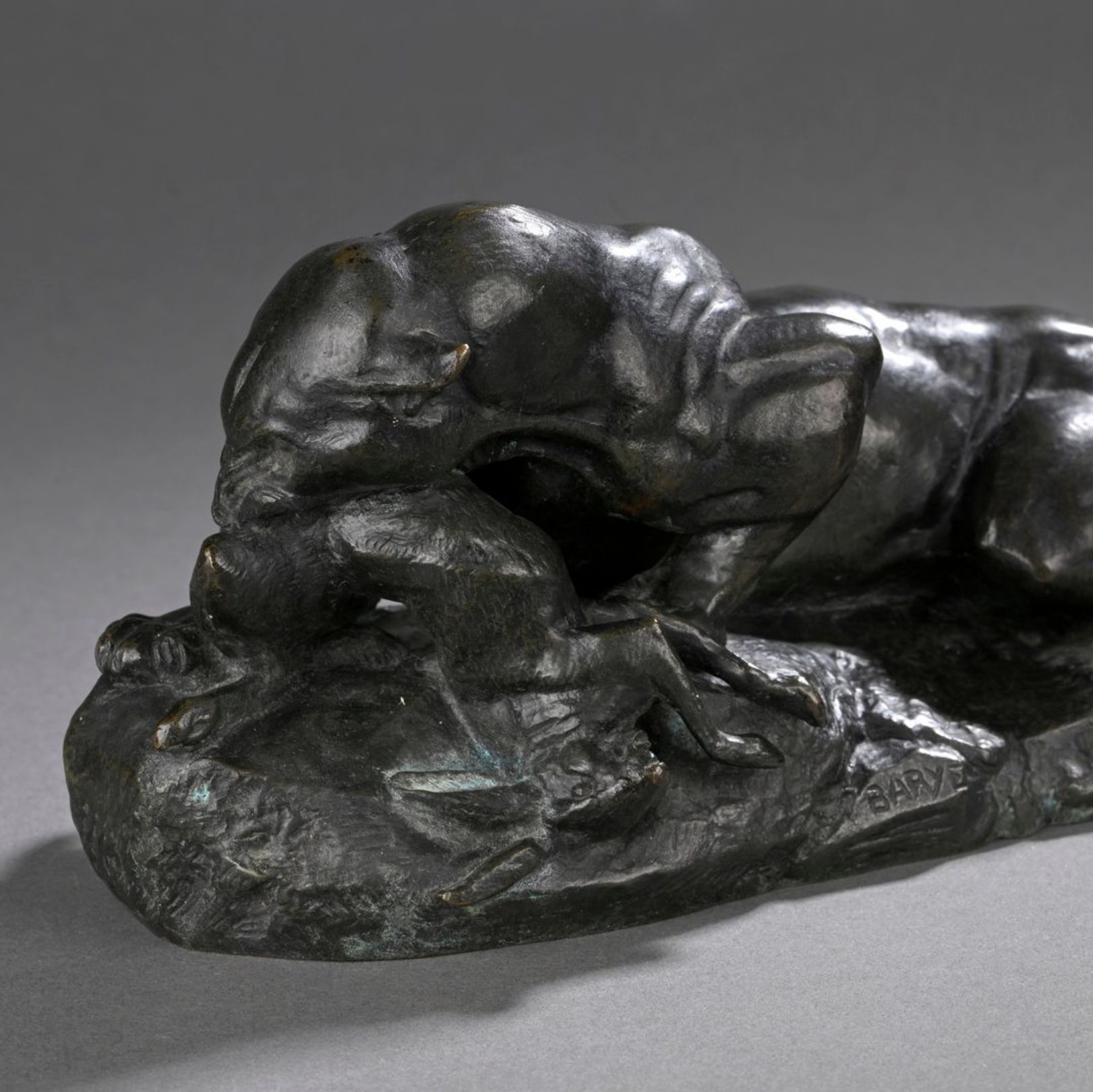 Barye, lion en bronze