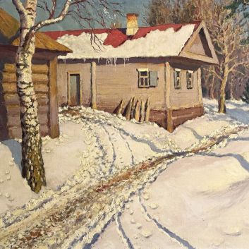 Mikhail Markianovich GUERMACHEFF (1867 - 1930) House under the snow, oil on canvas