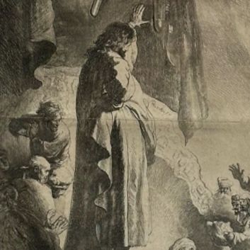 REMBRANDT VAN RIJN (1606 - 1669) The Resurrection of Lazarus, large plate. Etching.